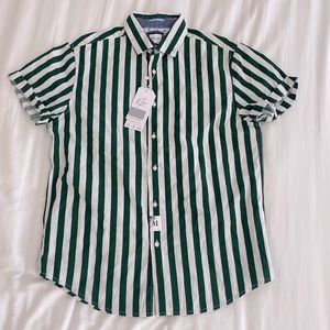 DENIM & FLOWER RICKY SINGH SHIRT BUTTON UP short sleeved Green Stripes